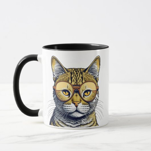 Coole Kitty Cat mit Brille Personalisiert Tasse (Links)