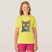 Coole Kitty Cat mit Brille T-Shirt (Vorne ganz)