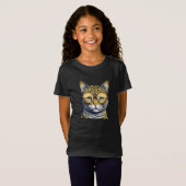 Coole Kitty Cat mit Brille T-Shirt (Vorne ganz)