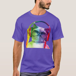 Coole Kitty DJ Musik Elektro Partys Grafik Männer T-Shirt