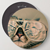 Coole Kitty in einer überdachten Brille Button (Vorne & Hinten)
