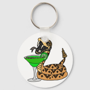 Coole Klapperschlange, die Margarita-Kunst trinkt Schlüsselanhänger