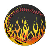 Coole klassische Racing-Flammen auf schwarz Baseball (Vorderseite Links)