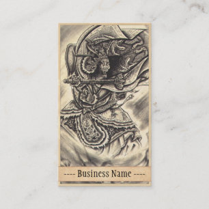 Coole klassische Vintage-japanische Dämonen-Tattoo Visitenkarte