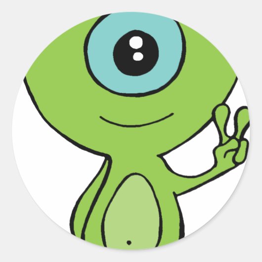 Coole kleine Alien Runder Aufkleber (Vorderseite)
