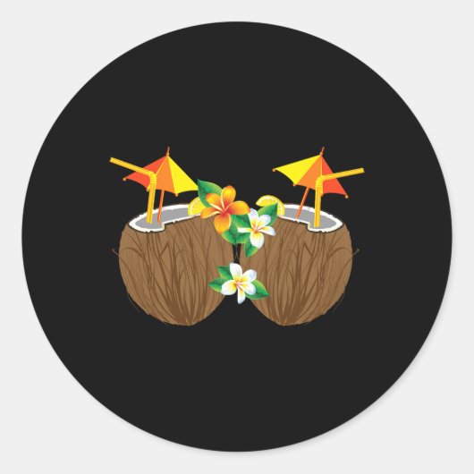 Coole Kokosgetränke Brust Funny Palm Tree Juice D Runder Aufkleber (Vorderseite)