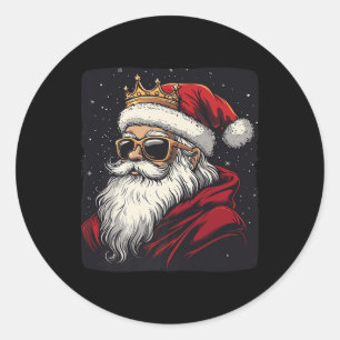 Coole königliche Santa-Claus-Kleidung mit Krone fü Runder Aufkleber