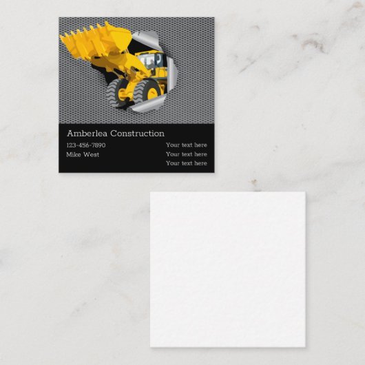 Coole Konstruktionskarten - Einzelbild Quadratische Visitenkarte (Vorne/Hinten)