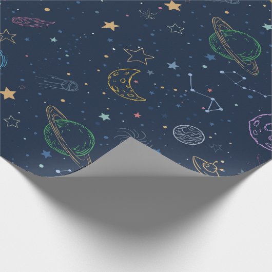 Coole Konturen im Weltraum Geschenkpapier (Ecke)