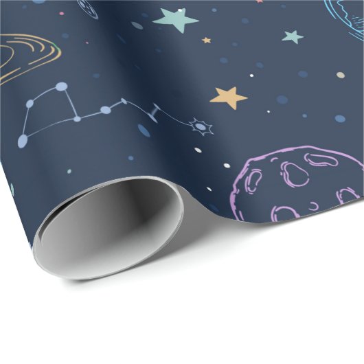 Coole Konturen im Weltraum Geschenkpapier (Rolleneckpunkt)