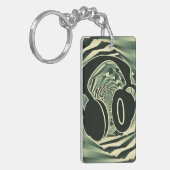 Coole Kopfhörer Grün zwei Tonen Spirale Schlüsselanhänger (Vorderseite links)