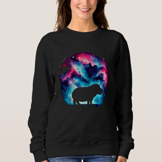 Coole kosmische Hippopotamus Galaxy Graphic Space  Sweatshirt (Vorderseite)