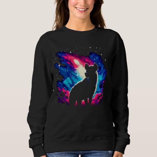 Coole kosmische Hyena Galaxy Grafik Kunst Sweatshirt (Vorderseite)