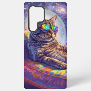 Coole kosmische Katze in Regenbogen-Sonnenbrille Samsung Galaxy Hülle