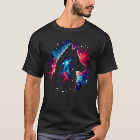 Coole kosmische Maned Wolf Galaxy Graphic Space Ar T-Shirt (Vorderseite)