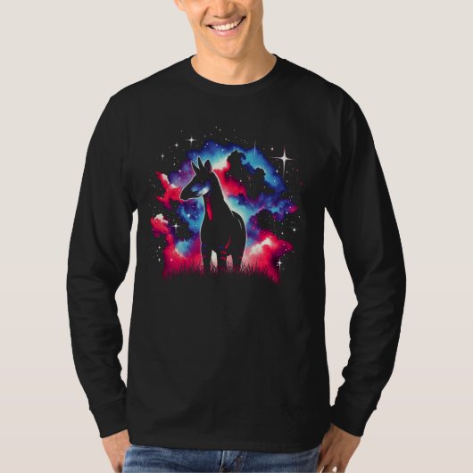 Coole Kosmische Okapi Galaxy Grafik Weltraumkunst T-Shirt (Vorderseite)