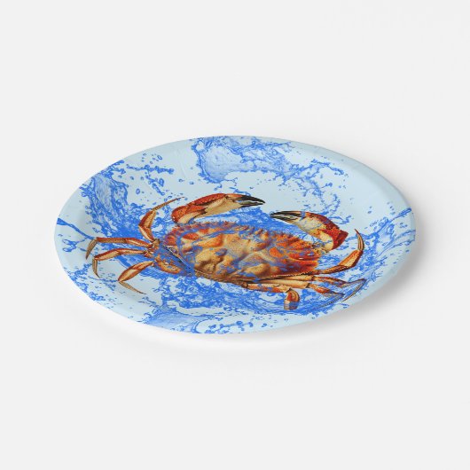Coole Krabbe Pappteller (Schrägansicht)