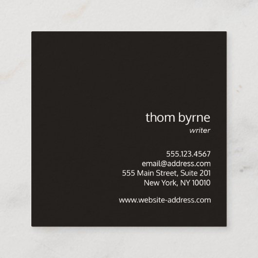 Coole Kraft-Beruflich-Monogramm-Platz Quadratische Visitenkarte (Rückseite)