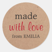 Coole Kraft, hergestellt mit Liebe für Geschenk Runder Aufkleber (Vorderseite)