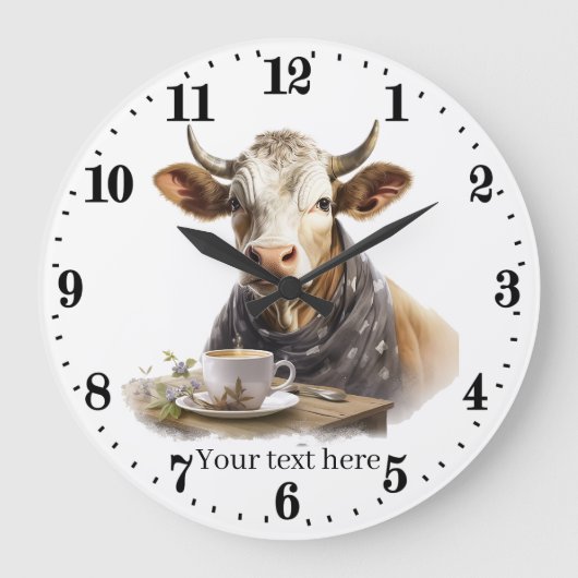 coole Küchen- oder Bürokaffee Große Wanduhr (Vorderseite)
