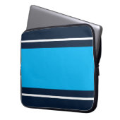 Coole, kühne Nautical Navy Sky Blue Racing Stripes Laptopschutzhülle (Vorderseite Links)