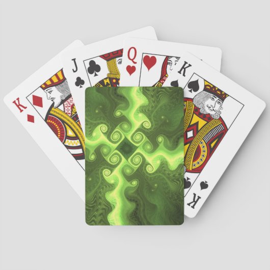 Coole Kunst des grünen Fraktals Spielkarten (Rückseite)