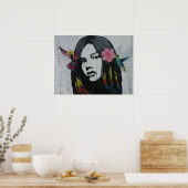 Coole Kunst zeichnend Maler Dame Moderne Kunst Poster (Küche)
