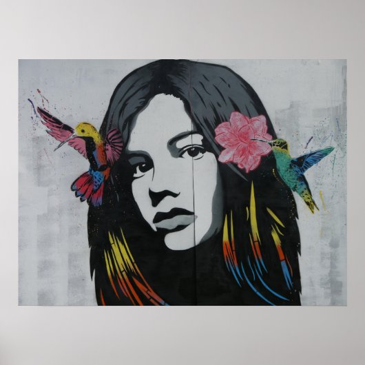 Coole Kunst zeichnend Maler Dame Moderne Kunst Poster (Vorne)