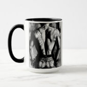 Coole Kunstkunst, Bare-Back Cowboy-Kohleskizze Tasse (Links)