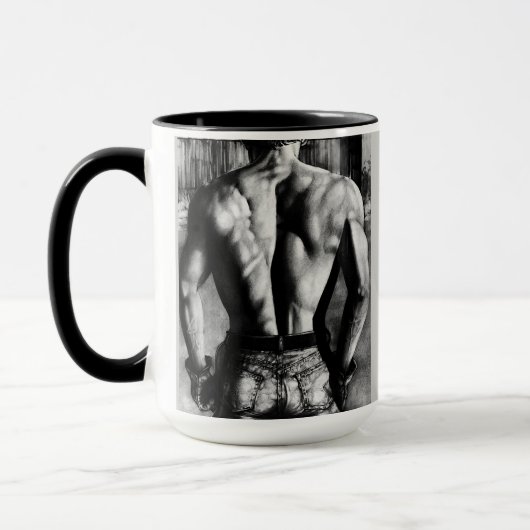 Coole Kunstkunst, Bare-Back Cowboy-Kohleskizze Tasse (Links)