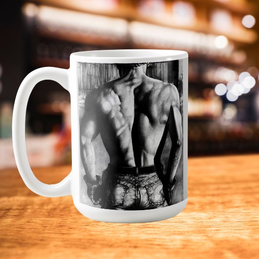Coole Kunstkunst, Bare-Back Cowboy-Kohleskizze Tasse