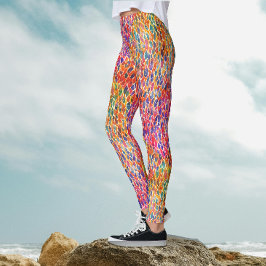 Coole Künstlerische Rainbow-Blätter Paint Pattern Leggings