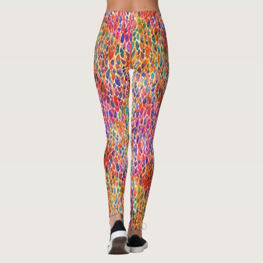 Coole Künstlerische Rainbow-Blätter Paint Pattern Leggings (Rückseite)