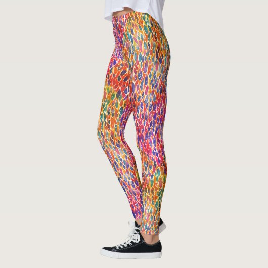Coole Künstlerische Rainbow-Blätter Paint Pattern Leggings (Links)