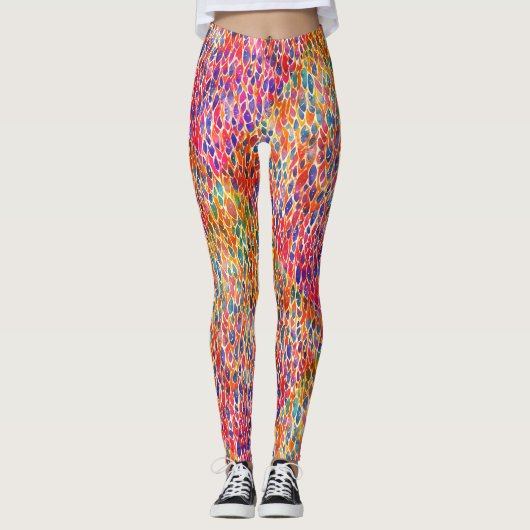 Coole Künstlerische Rainbow-Blätter Paint Pattern Leggings (Vorderseite)