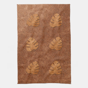 Coole Kupfer Textur Monstera Blätter Handtuch