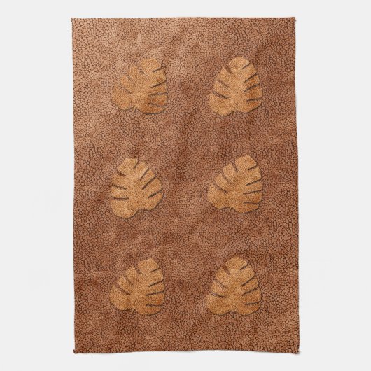 Coole Kupfer Textur Monstera Blätter Handtuch (Vertikal)