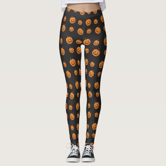 Coole Kürbislaternen Halloween-Muster Leggings (Vorderseite)