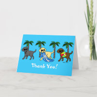 Coole Labradors Beach Party Cartoon Danke Karte