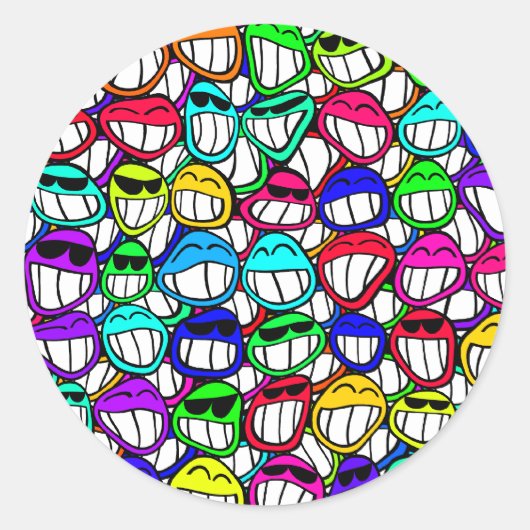 Coole Lächeln Runder Aufkleber (Vorderseite)