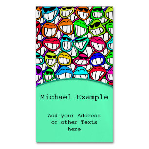 COOLE LÄCHELNDE GESICHTS-GRUPPE I + Ihre Idee Magnetische Visitenkarte