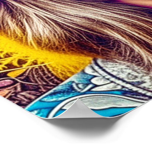 Coole Lady in Blauer Sonnenbrille Poster (Ecke)