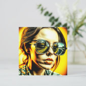 Coole Lady in Sonnenbrille Reflektion einer Straße (Stehend Vorderseite)