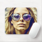 Coole Lady mit Reflektion in ihrer Sonnenbrille Mousepad (Mit Mouse)