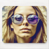 Coole Lady mit Reflektion in ihrer Sonnenbrille Mousepad (Vorne)