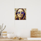 Coole Lady mit Reflektion in ihrer Sonnenbrille Poster (Küche)