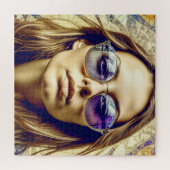 Coole Lady mit Reflektion in ihrer Sonnenbrille Puzzle (Horizontal)