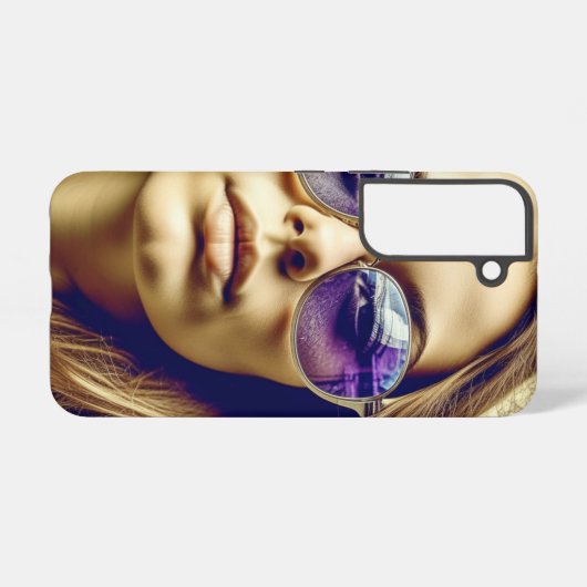 Coole Lady mit Reflektion in ihrer Sonnenbrille Samsung Galaxy Hülle (Rückseite (Horizontal))