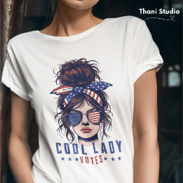 Coole Lady Wählt Vintage Unordentliche Haare Lady T-Shirt
