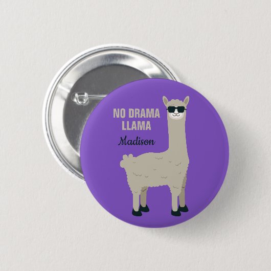 Coole Lama-Name- u. -farbknöpfe Button (Vorne & Hinten)